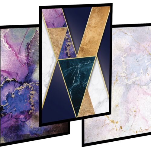 Nowoczesny zestaw 3 obrazy do salonu - Marmur