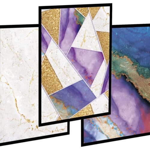 Obraz do salonu zestaw 3szt - Kolorowy marmur