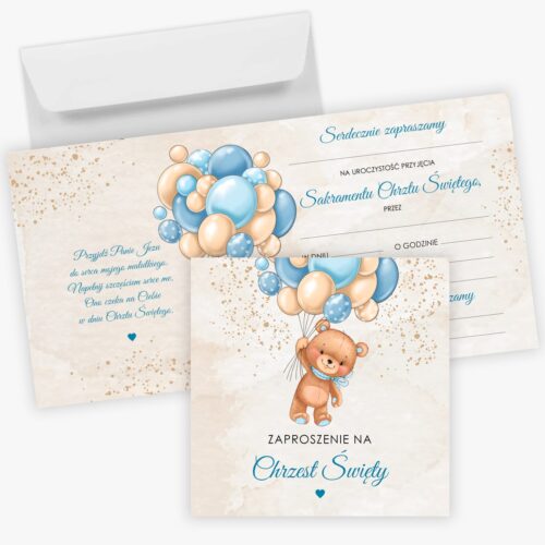 Zaproszenia na Chrzest z kopertami
