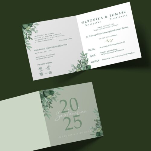 Alternative view of Zaproszenie na ślub - Green Minimalism №161