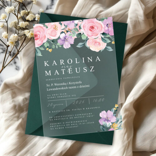 Zaproszenie ślubne na pleksie - 1034