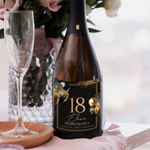 Naklejki na Butelki - Czarno-Złote zestaw 10 sztuk